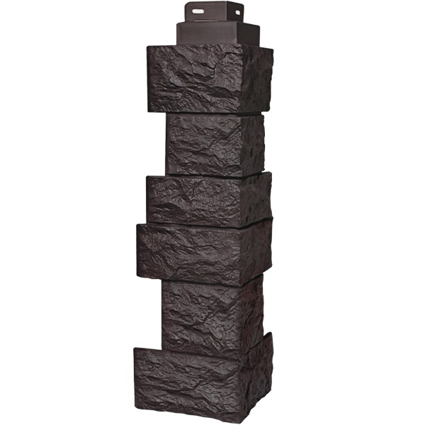 Цокольный сайдинг FineBer – Серия “Дикий камень”, Угол наружный, Коричневый купить в Переславле-Залесском