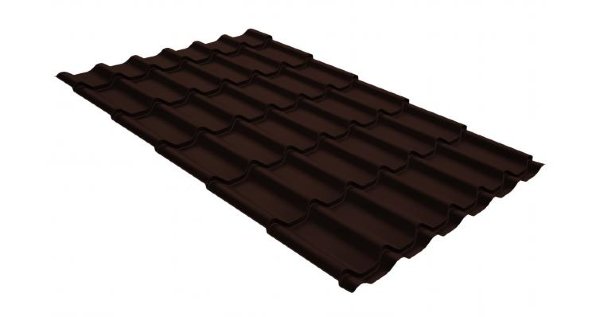 Металлочерепица классик GL 0,5 GreenCoat Pural Matt RR 887 шоколадно-коричневый (RAL 8017 шоколад) купить в Переславле-Залесском