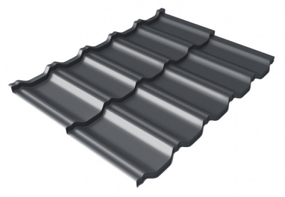 Металлочерепица модульная Квинта Uno Grand Line c 3D резом 0,5 Satin Мatt RAL 7024 мокрый асфальт купить в Переславле-Залесском