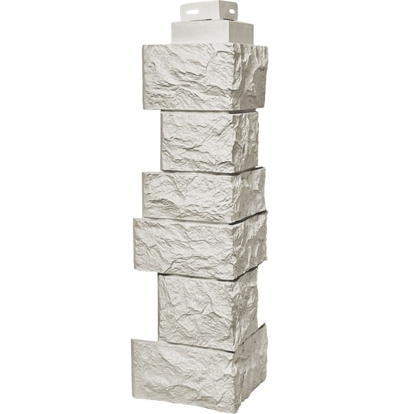 Цокольный сайдинг FineBer – Серия “Дикий камень”, Угол наружный, Жемчуг купить в Переславле-Залесском