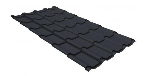 Металлочерепица камея GL 0,5 GreenCoat Pural RR 23 темно-серый (RAL 7024 мокрый асфальт) купить в Переславле-Залесском