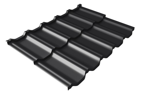 Металлочерепица модульная Квинта Uno Grand Line c 3D резом 0,5 Quarzit lite RAL 9005 черный купить в Переславле-Залесском