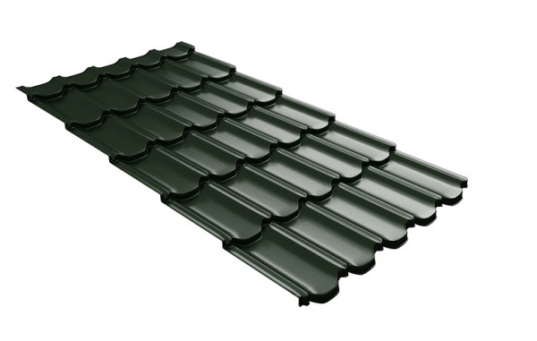 Металлочерепица квинта плюс с 3D резом 0,5 GreenСoat Pural RR 11 темно-зеленый (RAL 6020 хромовая зелень) купить в Переславле-Залесском