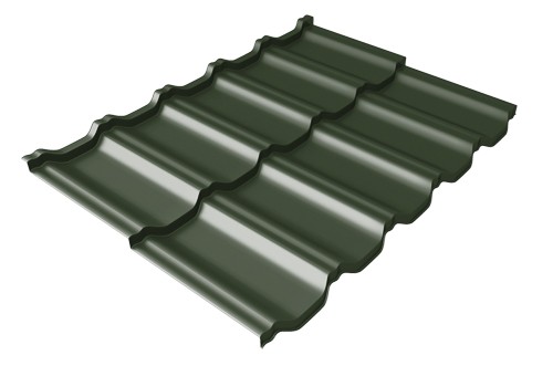 Металлочерепица модульная Квинта Uno Grand Line c 3D резом 0,5 GreenСoat Pural Matt RR 11 темно-зеленый (RAL 6020 хромовая зелень) купить в Переславле-Залесском