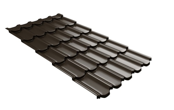 Металлочерепица квинта плюс с 3D резом 0,5 GreenСoat Pural RR 32 темно-коричневый (RAL 8019 серо-коричневый) купить в Переславле-Залесском