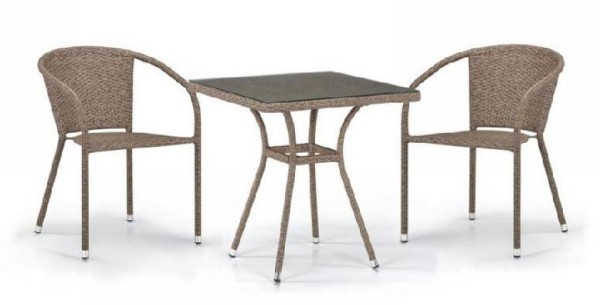 Комплект плетеной мебели AFINA из иск. ротанга T282BNT/Y137C-W56 Light Brown 2Pcs купить в Переславле-Залесском
