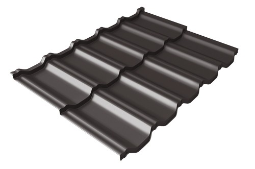Металлочерепица модульная Квинта Uno Grand Line c 3D резом 0,5 Satin Мatt RR 32 темно-коричневый купить в Переславле-Залесском