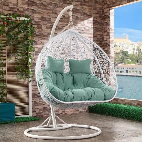 Кресло Подвесное из искусственного ротанга AFM-109A White/Green купить в Переславле-Залесском