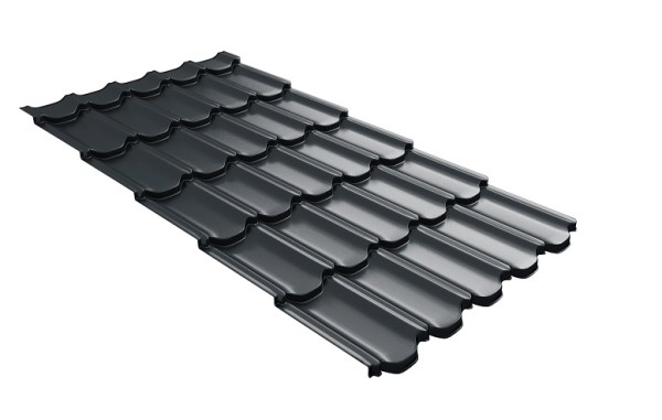 Металлочерепица квинта плюс с 3D резом 0,5 Satin RAL 7016 антрацитово-серый купить в Переславле-Залесском