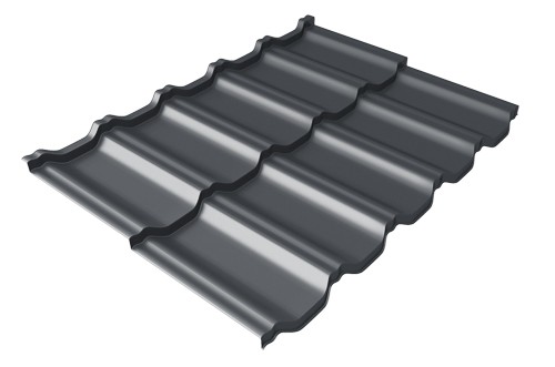 Металлочерепица модульная Квинта Uno Grand Line c 3D резом 0,45 Drap RAL 7024 мокрый асфальт купить в Переславле-Залесском