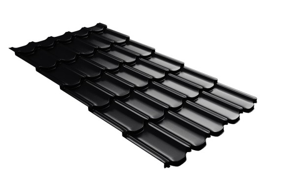 Металлочерепица квинта плюс с 3D резом 0,5 Satin RAL 9005 черный купить в Переславле-Залесском