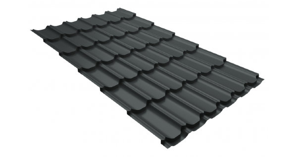 Металлочерепица квинта плюс 0,5 GreenCoat Pural Matt RR 23 темно-серый (RAL 7024 мокрый асфальт) купить в Переславле-Залесском