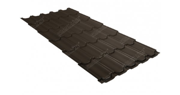 Металлочерепица квинта плюс 0,5 GreenCoat Pural Matt RR 32 темно-коричневый (RAL 8019 серо-коричневый) купить в Переславле-Залесском