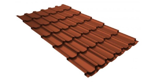 Металлочерепица квинта плюс 0,5 GreenCoat Pural RR 750 кирпично-красный (RAL 8004 терракота) купить в Переславле-Залесском